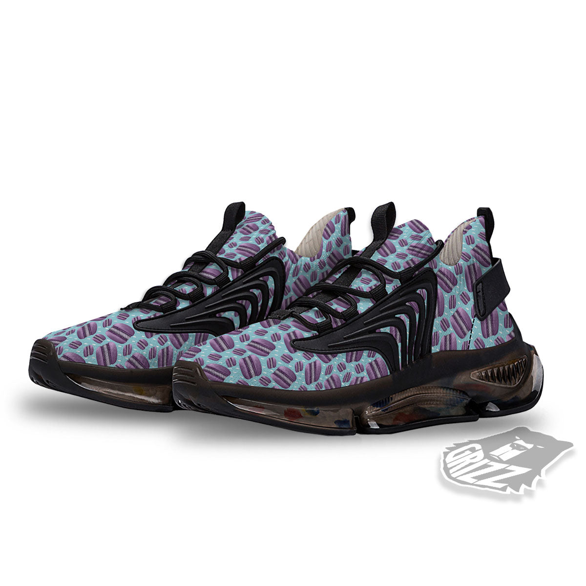 French Macarons Print Pattern Black Gym Shoes-grizzshop