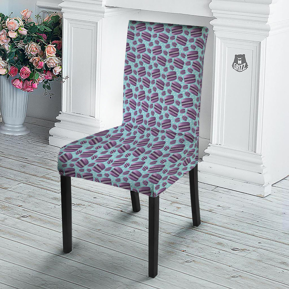 French Macarons Print Pattern Dining Chair Slipcover-grizzshop