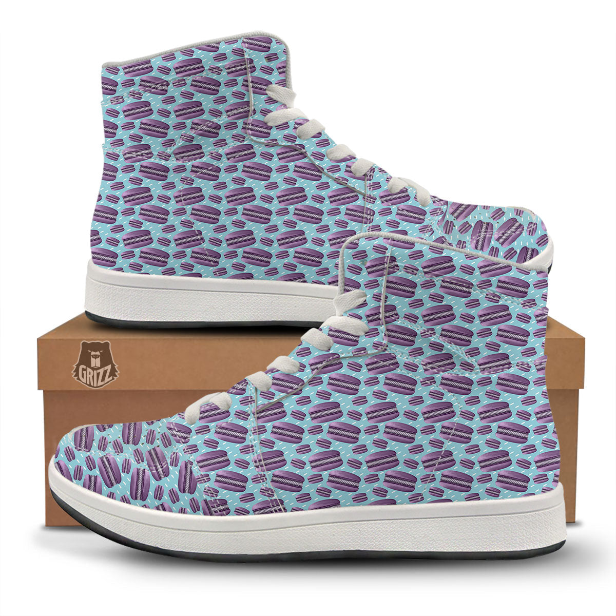 French Macarons Print Pattern High Top Sneakers-grizzshop