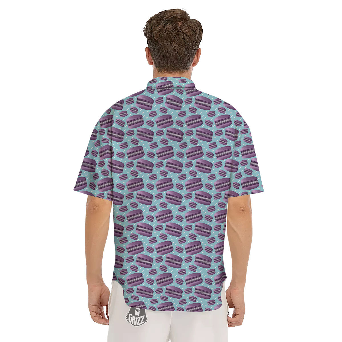 French Macarons Print Pattern Men's Short Sleeve Shirts-grizzshop