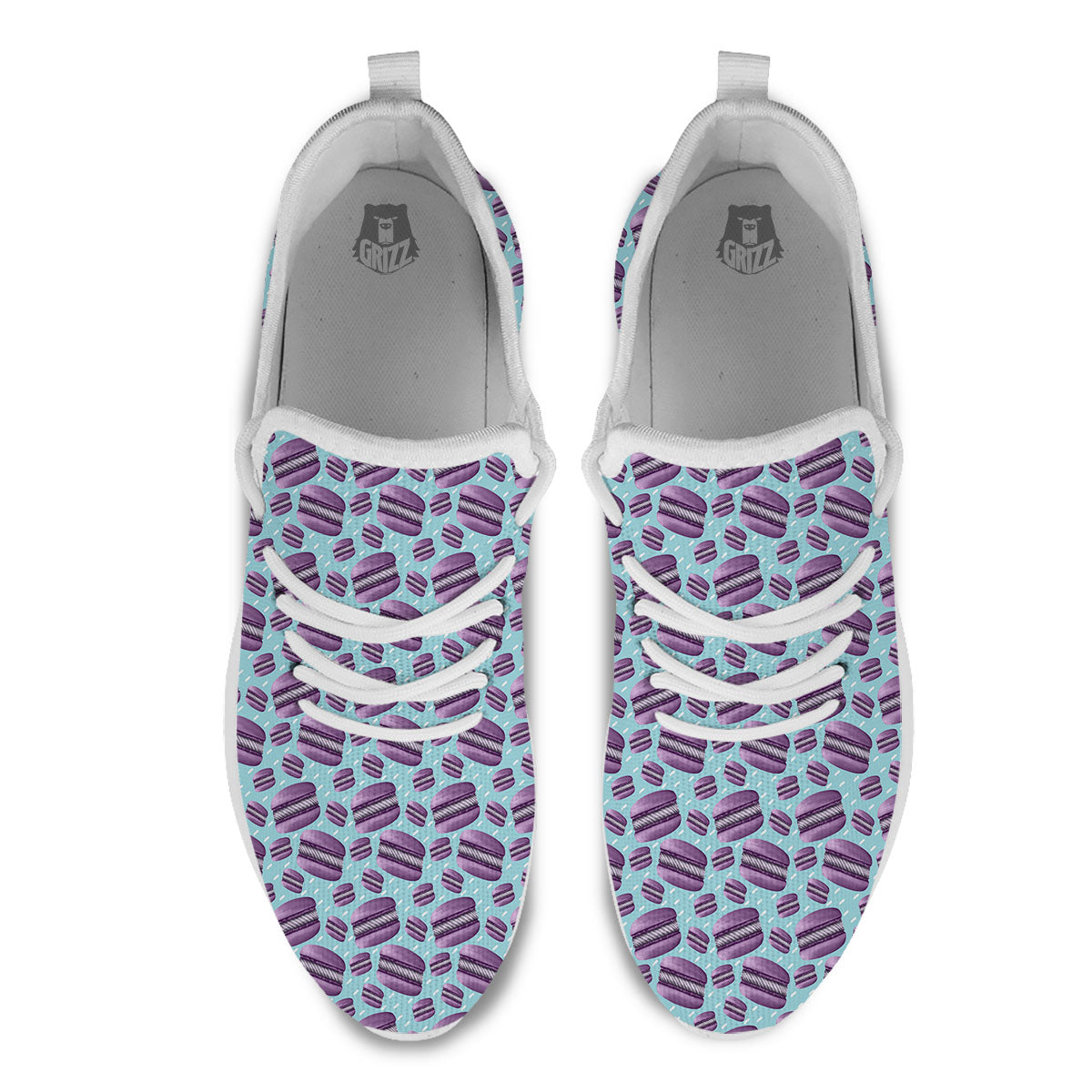 French Macarons Print Pattern White Athletic Shoes-grizzshop