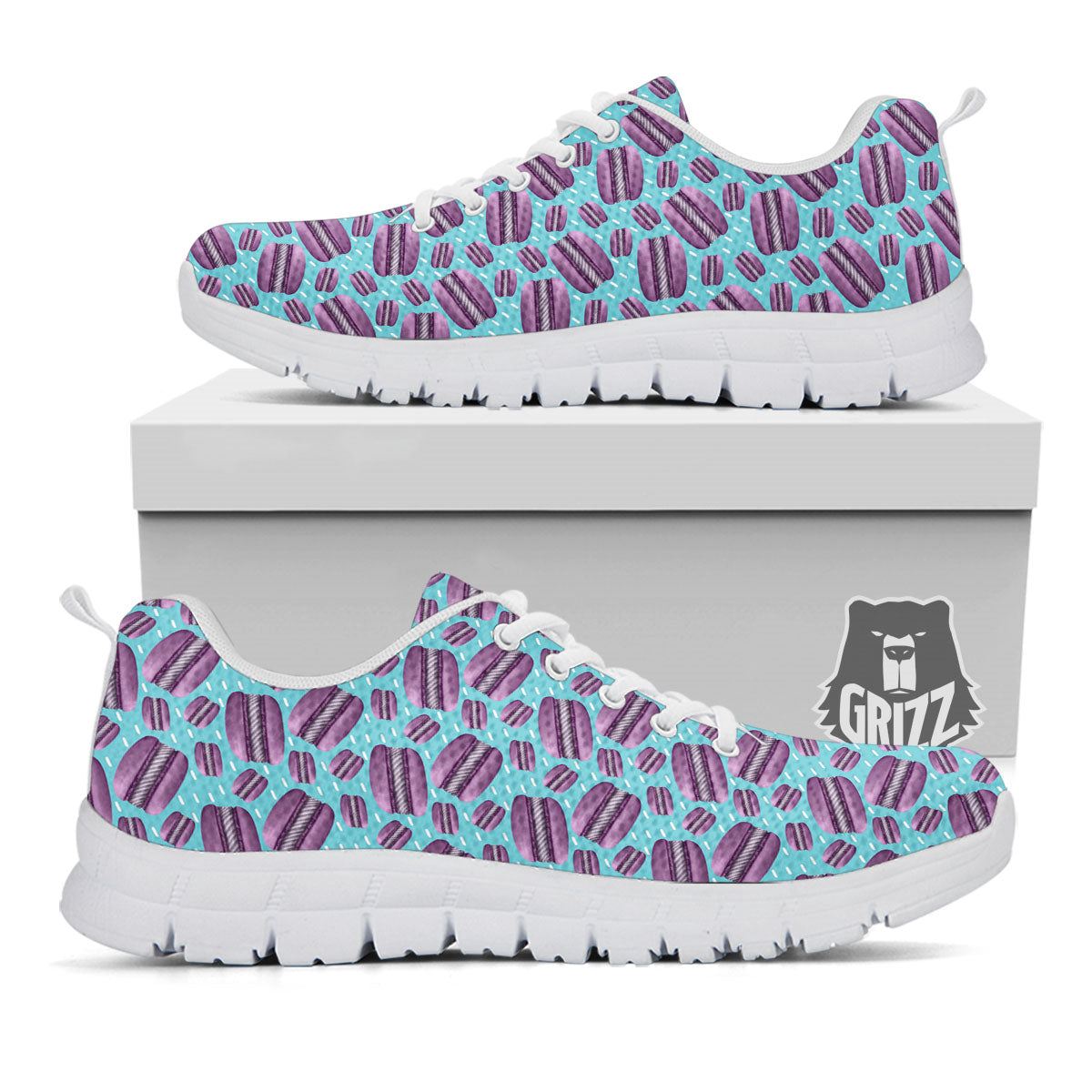 French Macarons Print Pattern White Sneaker-grizzshop