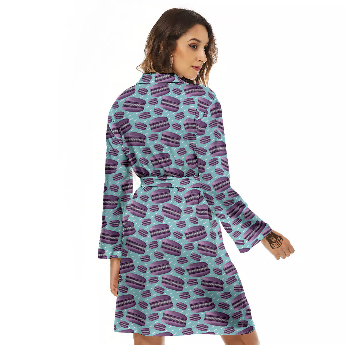 French Macarons Print Pattern Women's Robe-grizzshop
