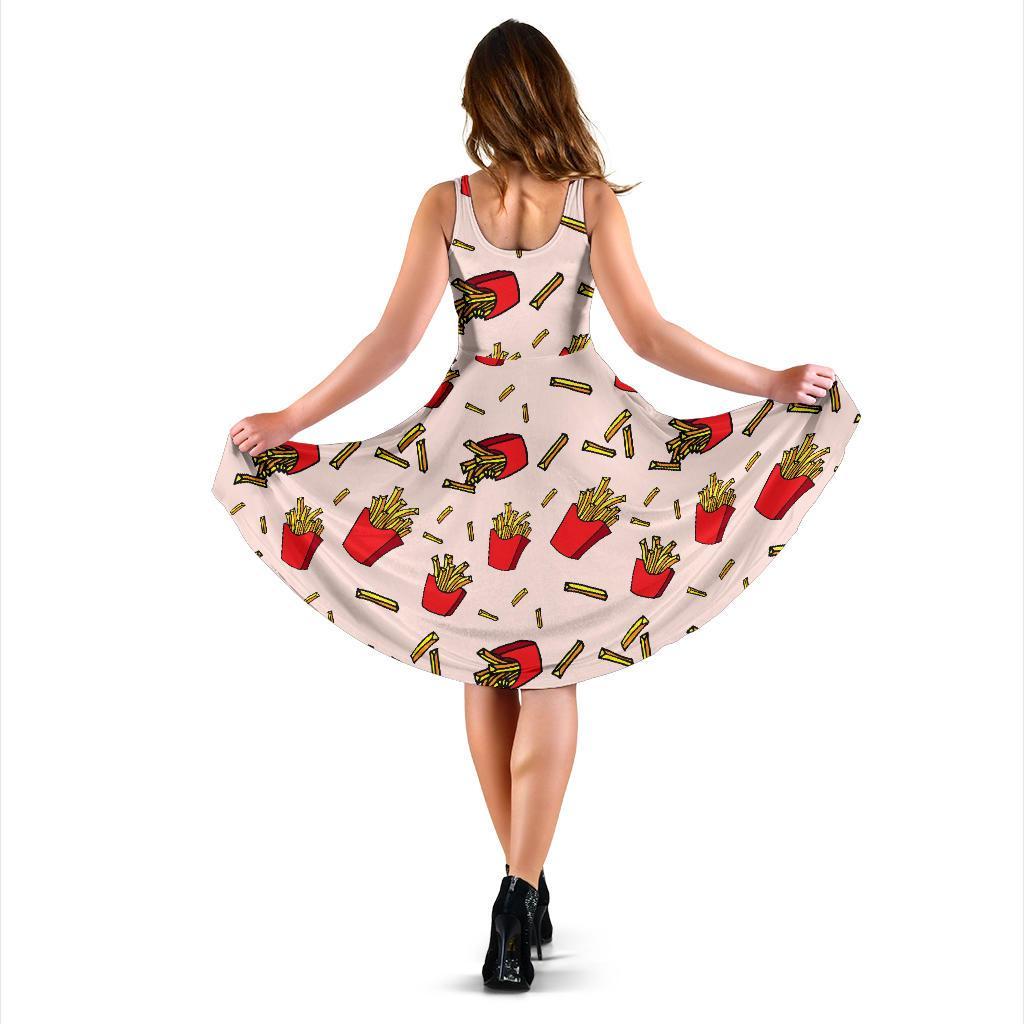 French Fries Pattern Print Dress-grizzshop