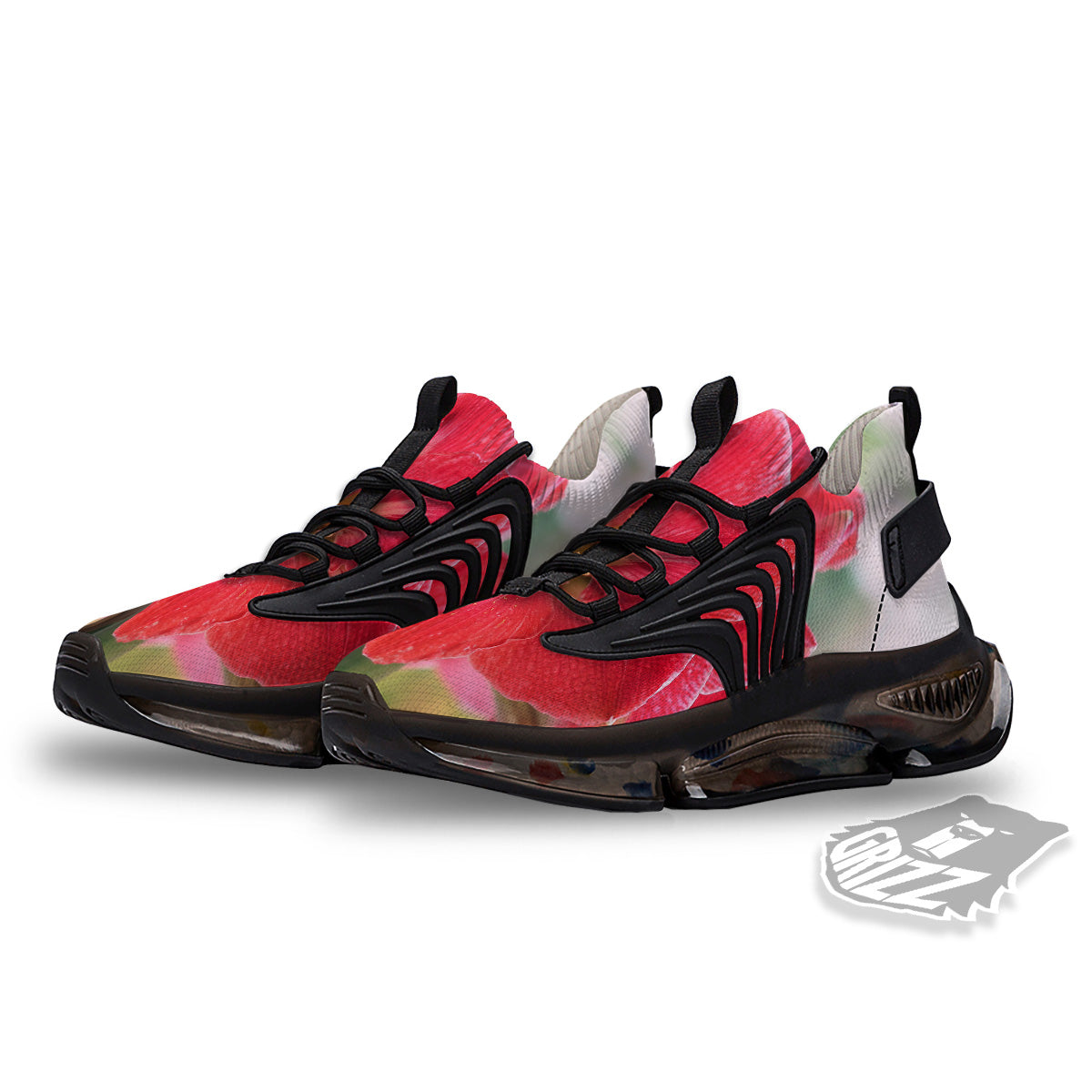 Fresh Amaryllis Print Black Gym Shoes-grizzshop