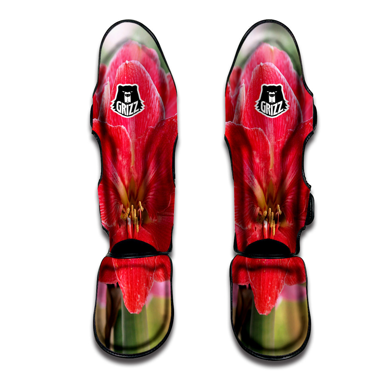 Fresh Amaryllis Print Muay Thai Shin Guards-grizzshop
