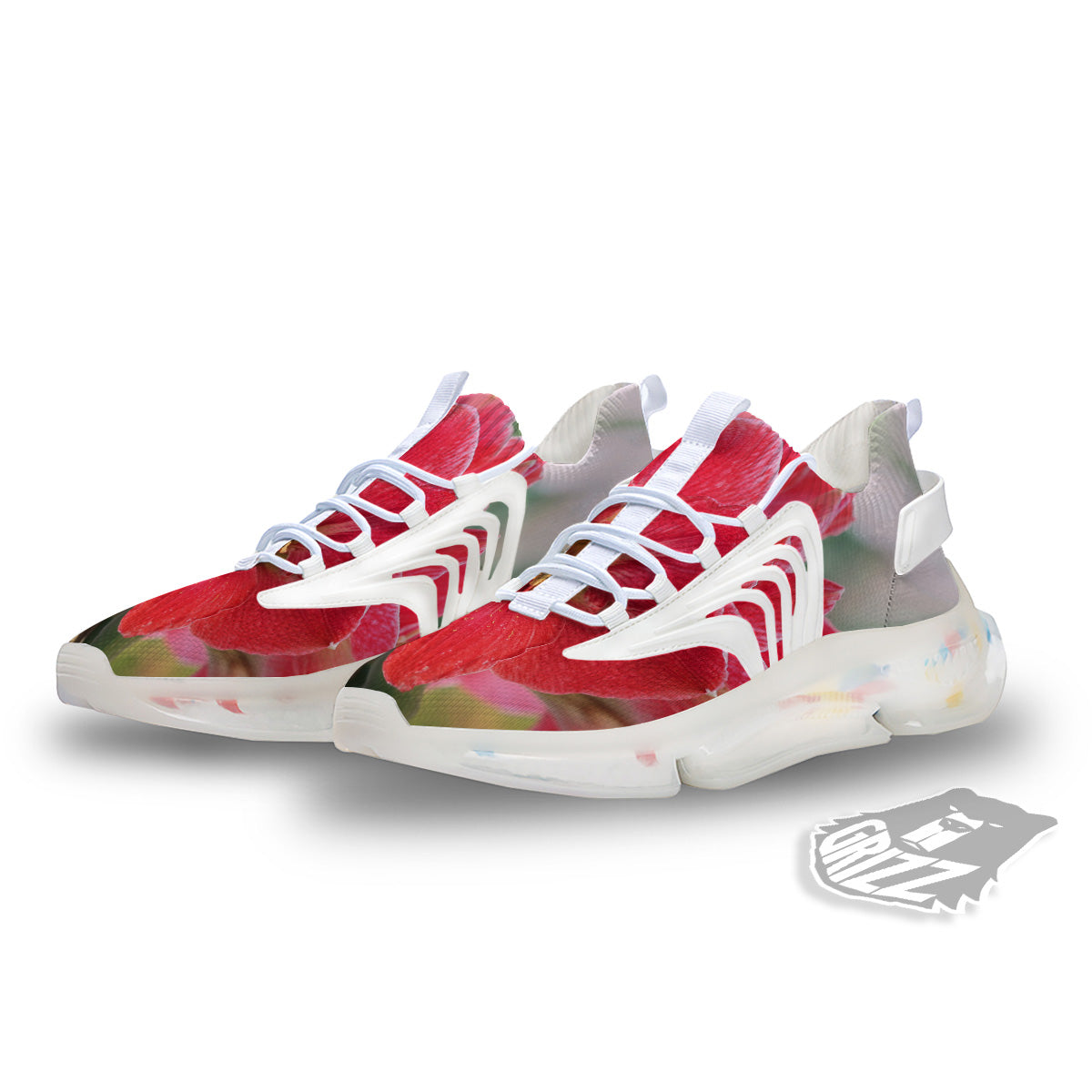 Fresh Amaryllis Print White Gym Shoes-grizzshop