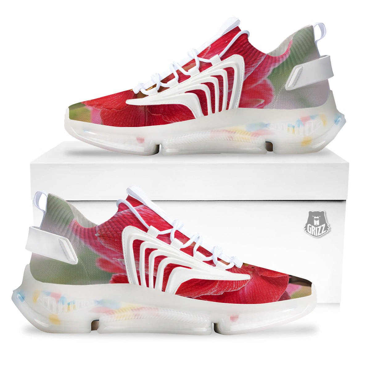 Fresh Amaryllis Print White Gym Shoes-grizzshop
