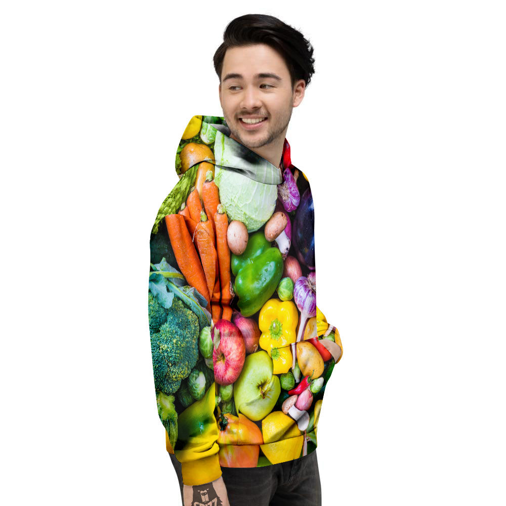 Fresh Green Fruit And Vegetables Print Men's Hoodie-grizzshop