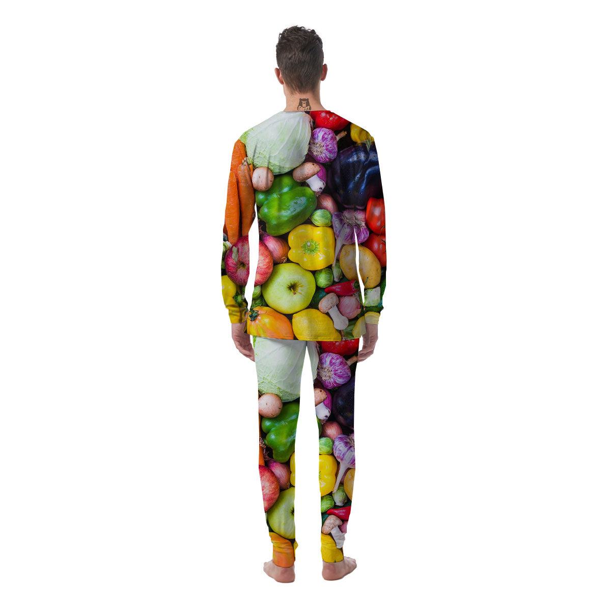 Fresh Green Fruit And Vegetables Print Men's Pajamas-grizzshop