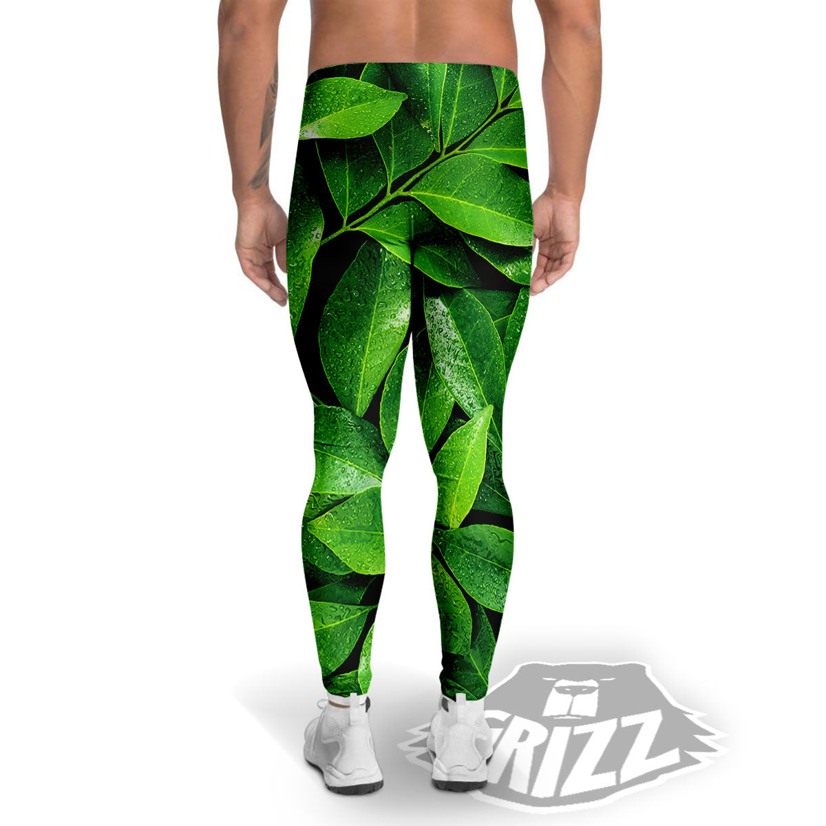 Fresh Leaf Green Print Men's Leggings-grizzshop