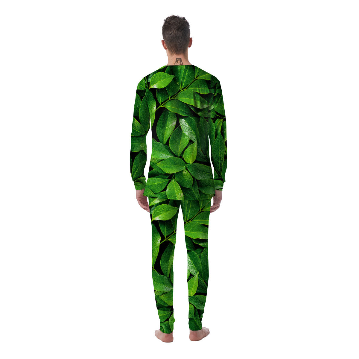 Fresh Leaf Green Print Men's Pajamas-grizzshop