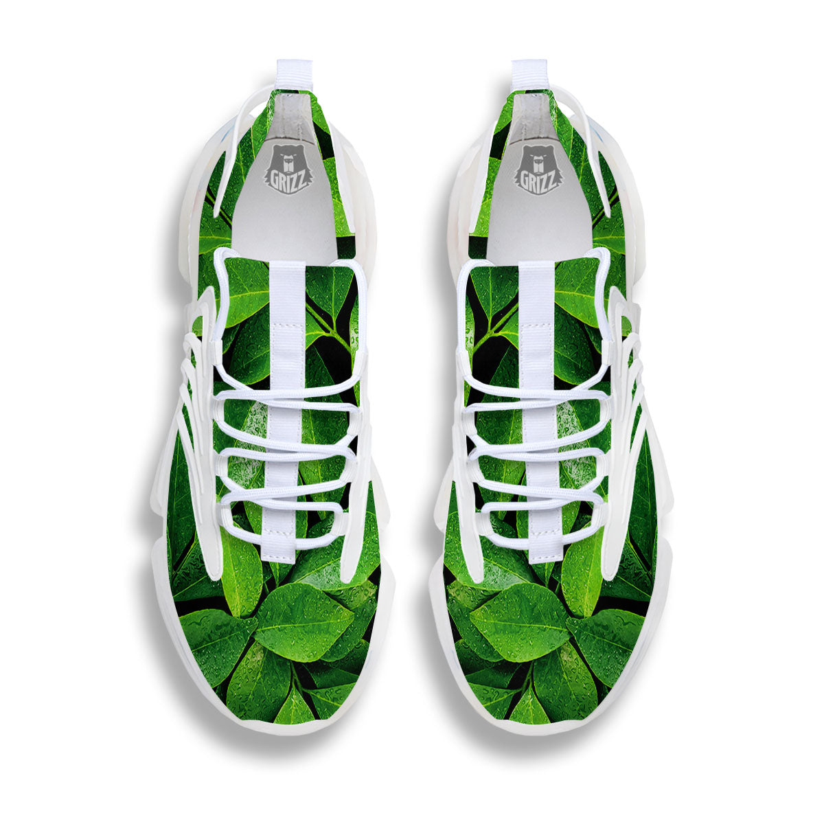 Fresh Leaf Green Print White Gym Shoes-grizzshop