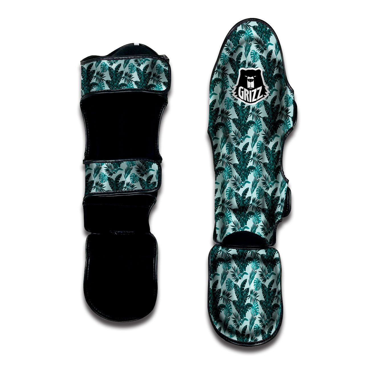 Fresh Leaf Tropical Print Muay Thai Shin Guards-grizzshop