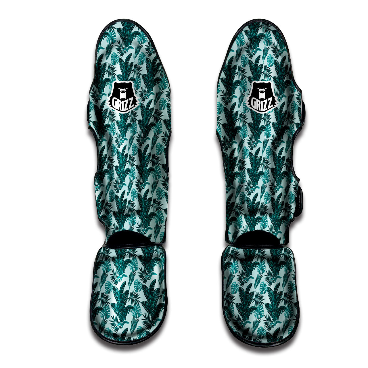 Fresh Leaf Tropical Print Muay Thai Shin Guards-grizzshop