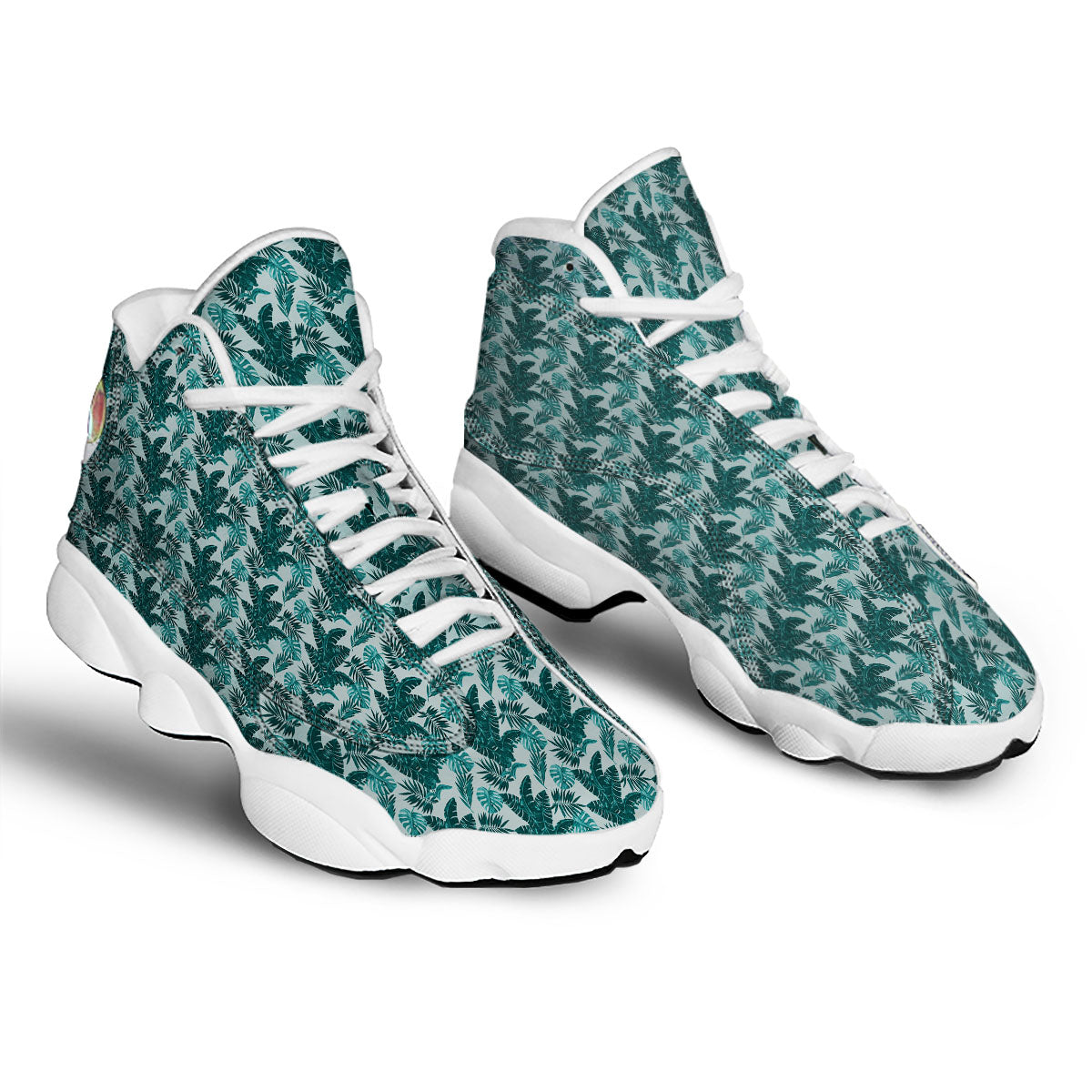 Fresh Leaf Tropical Print White Basketball Shoes-grizzshop