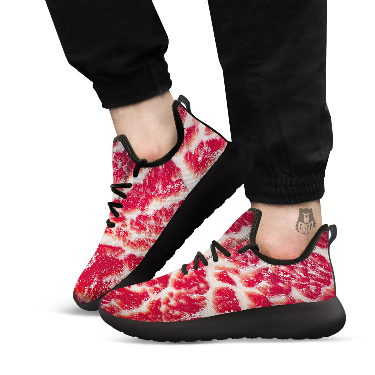 Fresh Meat Print Black Athletic Shoes-grizzshop