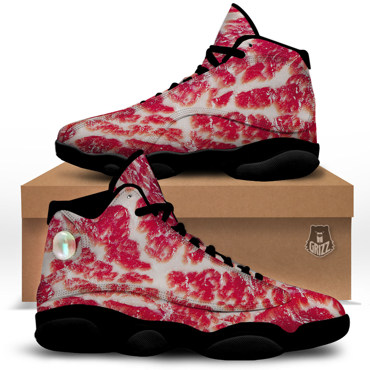 Fresh Meat Print Black Basketball Shoes-grizzshop