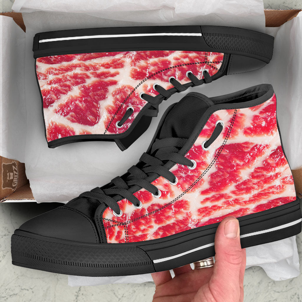 Fresh Meat Print Black High Top Shoes-grizzshop