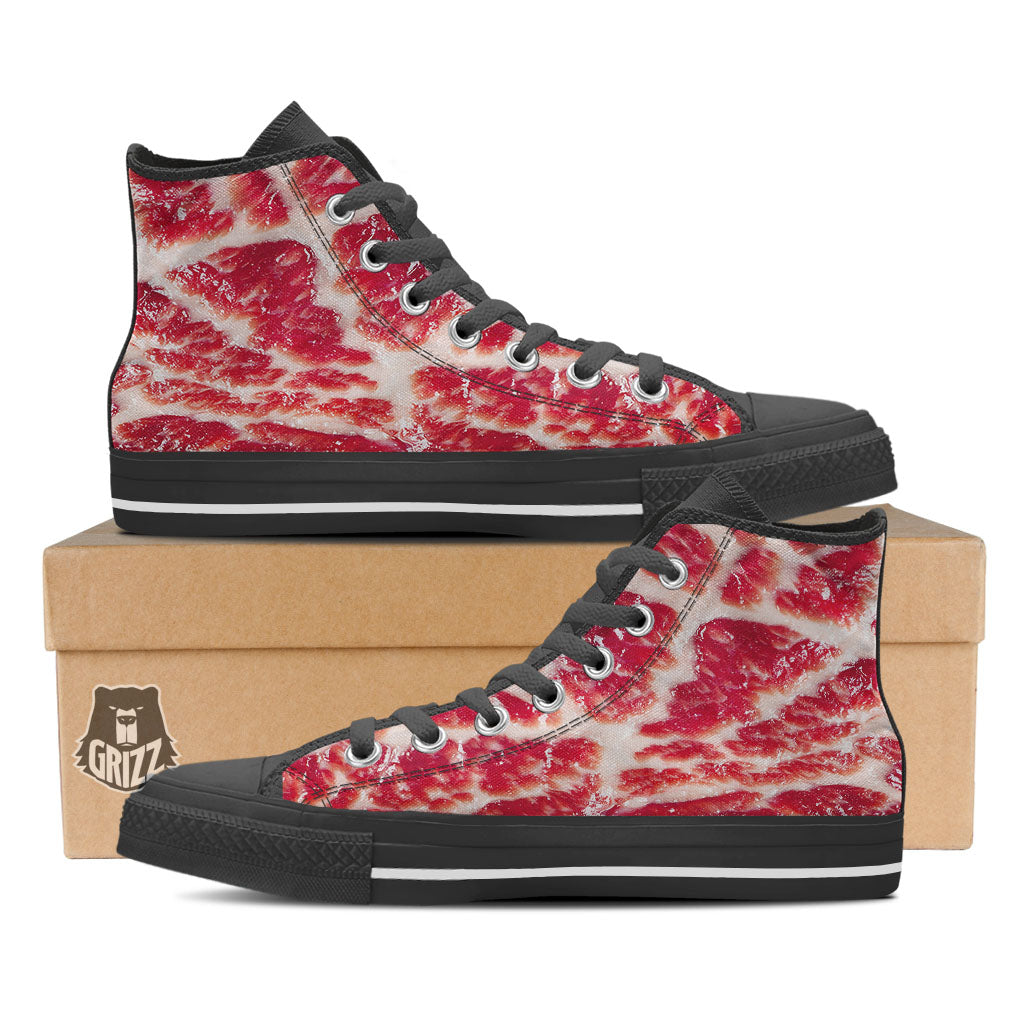 Fresh Meat Print Black High Top Shoes-grizzshop