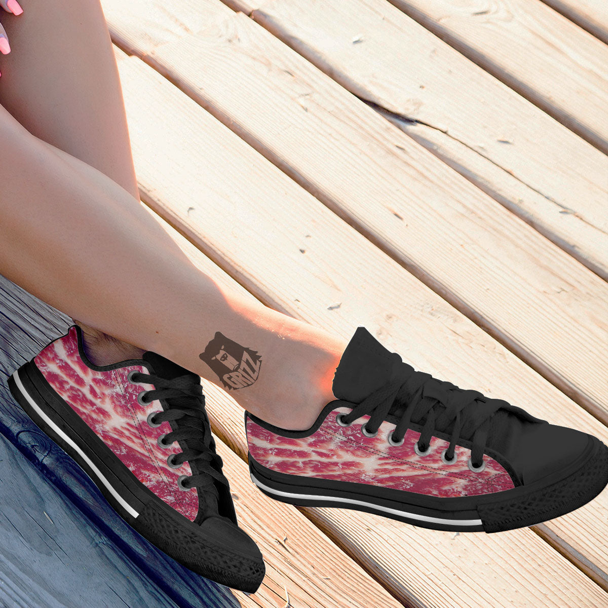Fresh Meat Print Black Low Top Shoes-grizzshop