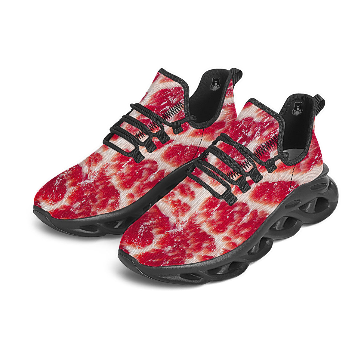 Fresh Meat Print Black Running Shoes-grizzshop