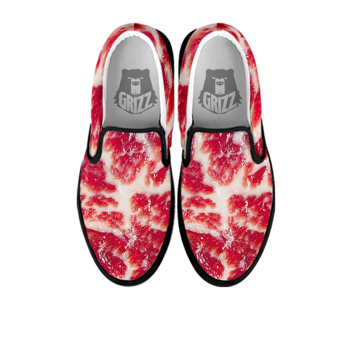Fresh Meat Print Black Slip On Shoes-grizzshop