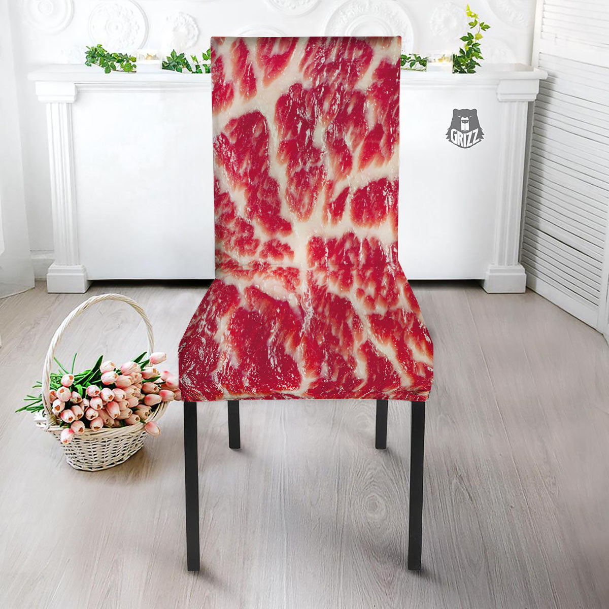 Fresh Meat Print Dining Chair Slipcover-grizzshop