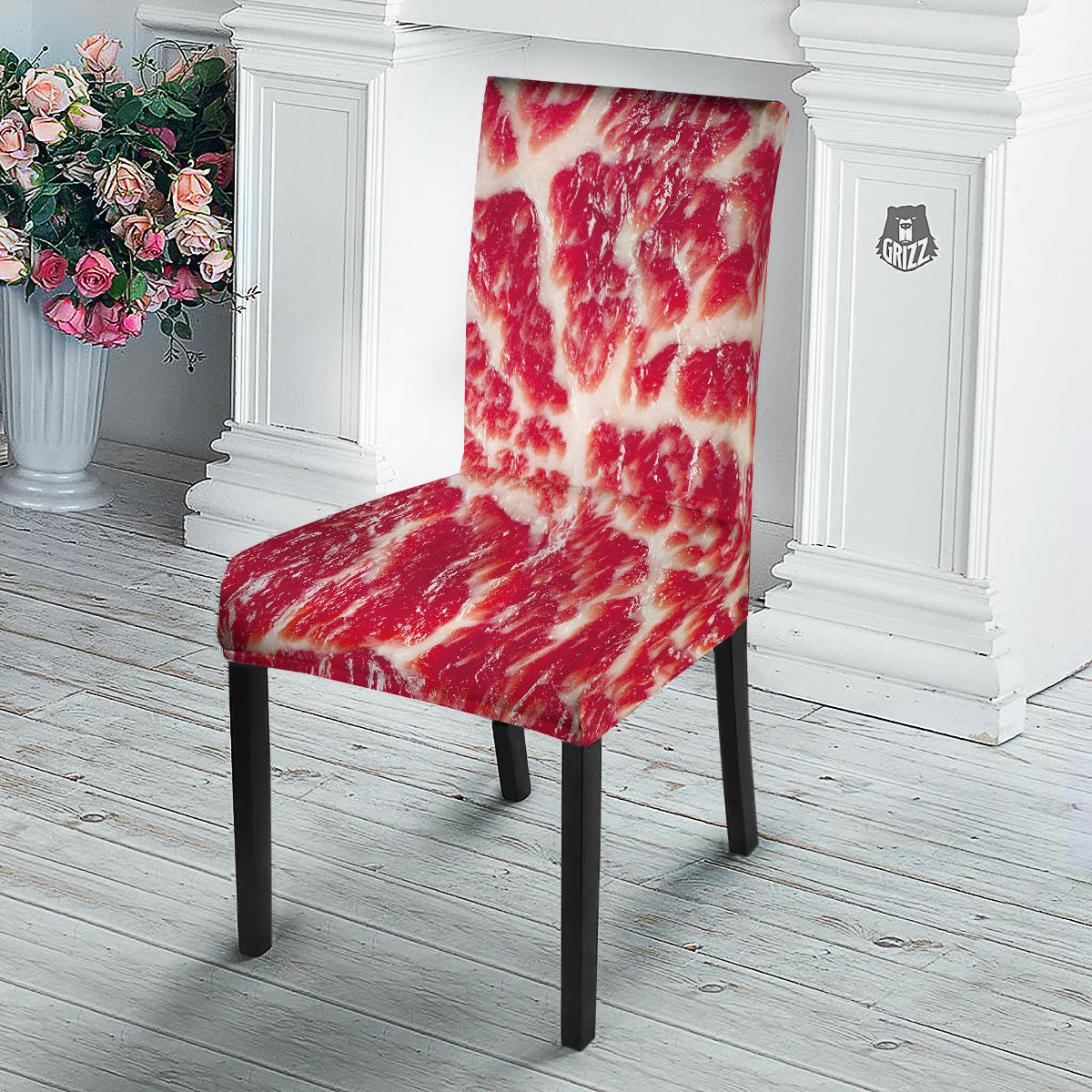 Fresh Meat Print Dining Chair Slipcover-grizzshop
