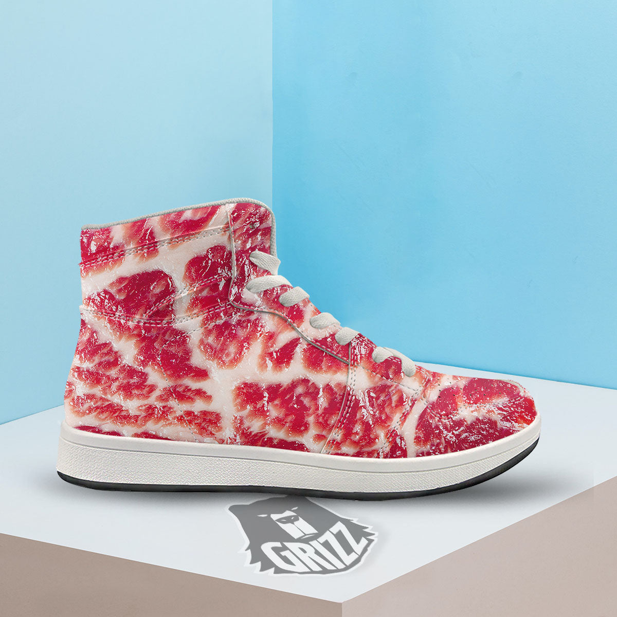 Fresh Meat Print High Top Sneakers-grizzshop