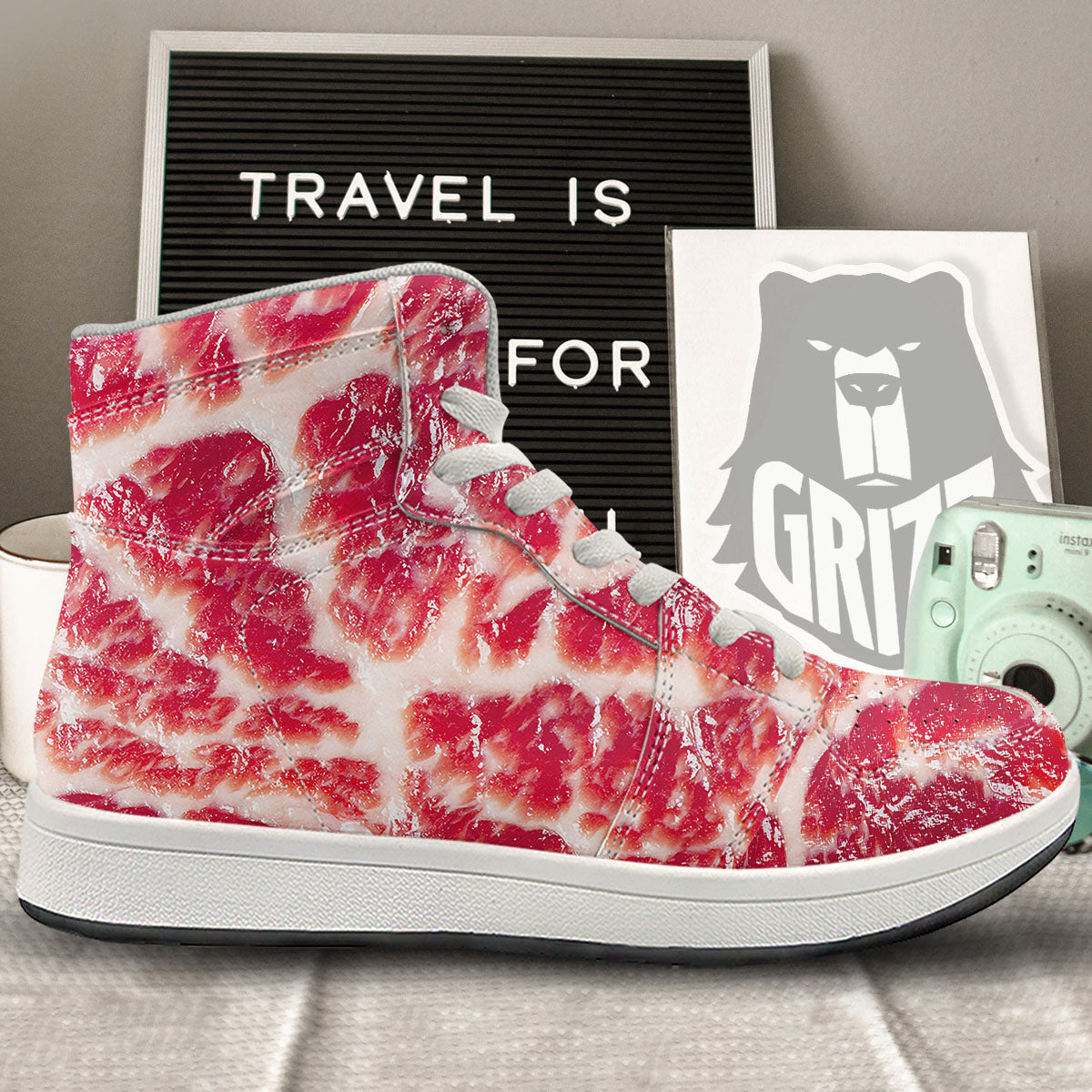 Fresh Meat Print High Top Sneakers-grizzshop