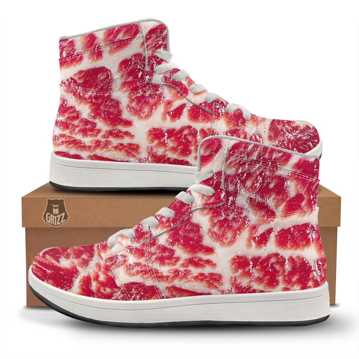 Fresh Meat Print High Top Sneakers-grizzshop