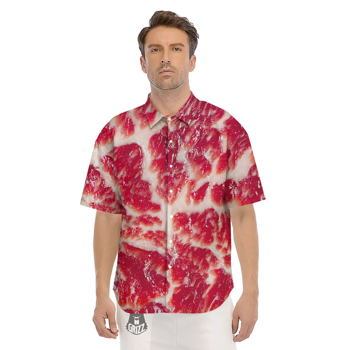 Fresh Meat Print Men's Short Sleeve Shirts-grizzshop