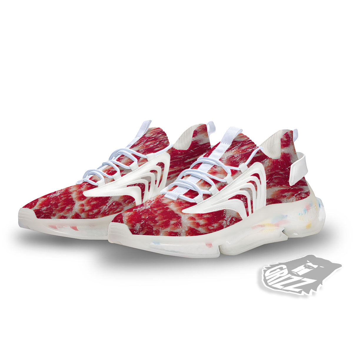 Fresh Meat Print White Gym Shoes-grizzshop