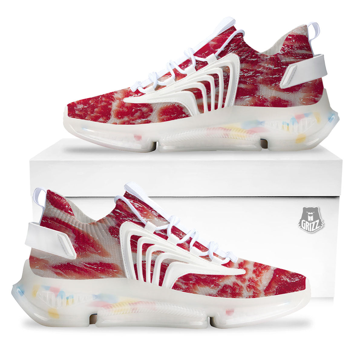 Fresh Meat Print White Gym Shoes-grizzshop