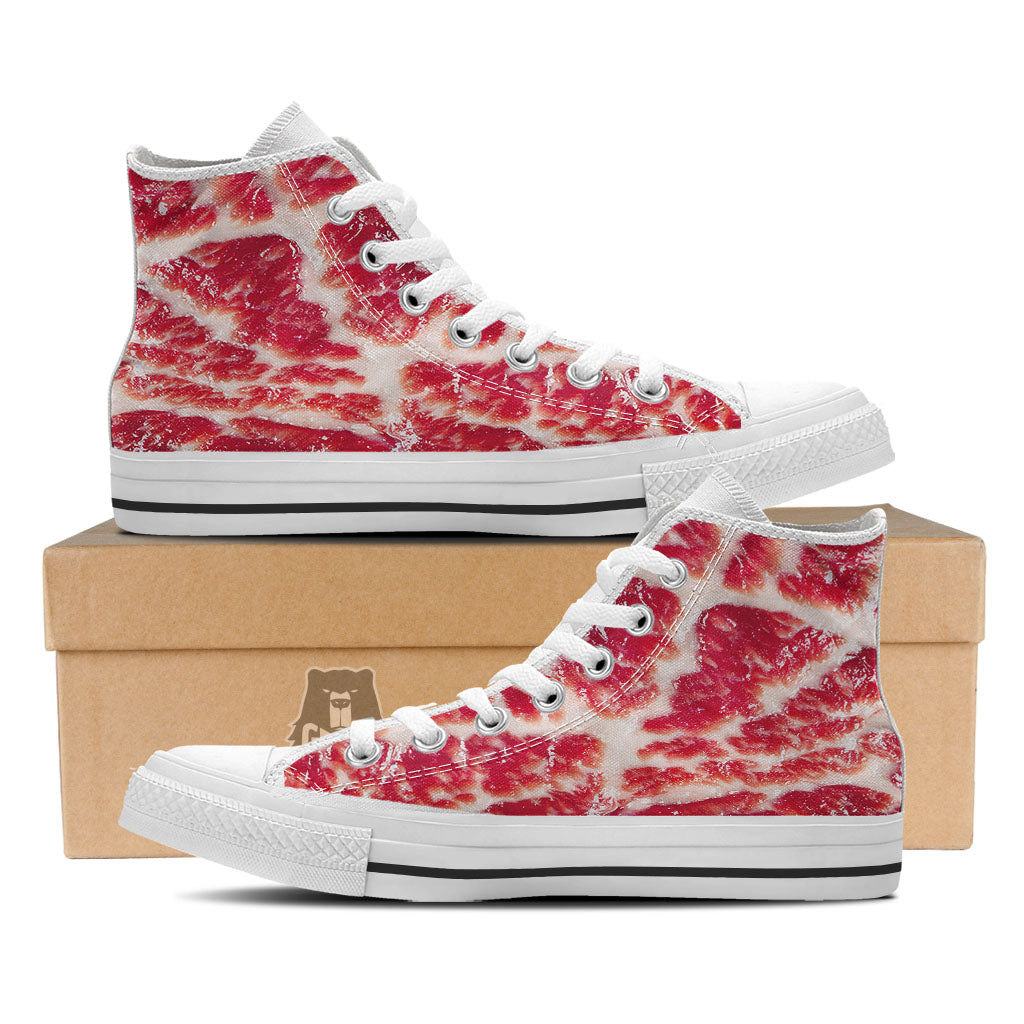 Fresh Meat Print White High Top Shoes-grizzshop
