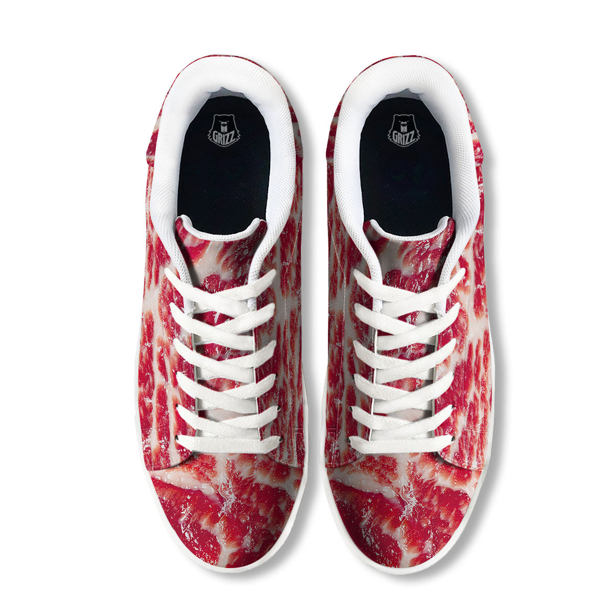 Fresh Meat Print White Low Top Sneakers-grizzshop