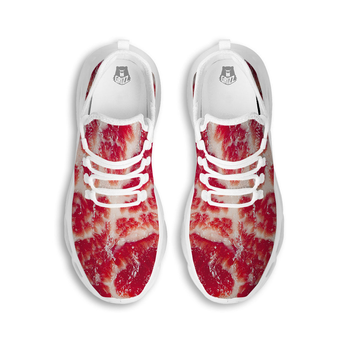 Fresh Meat Print White Running Shoes-grizzshop
