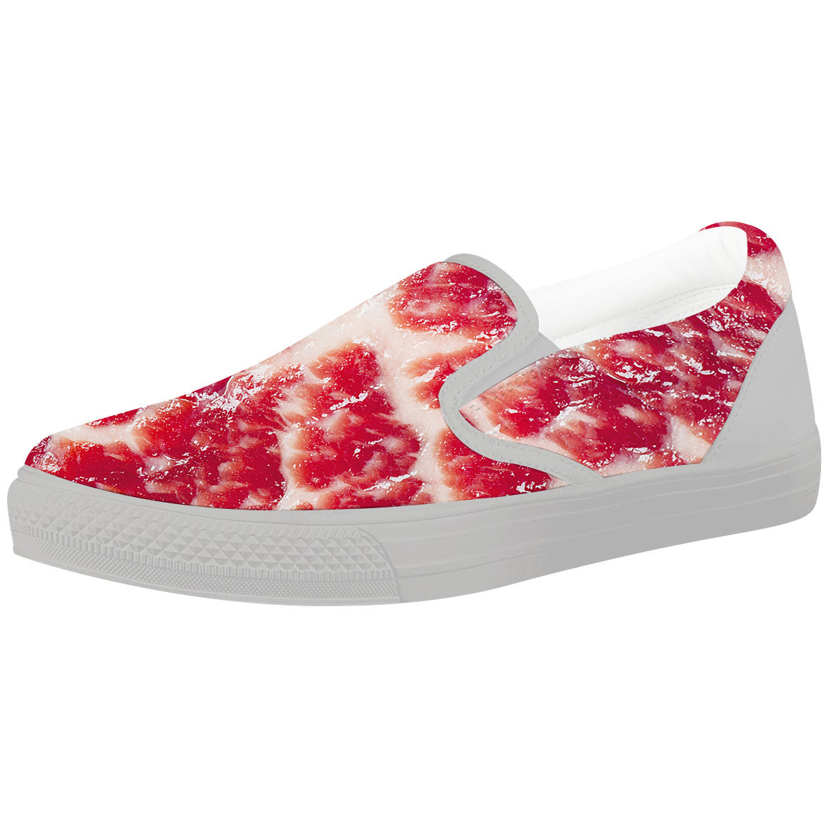 Fresh Meat Print White Slip On Shoes-grizzshop