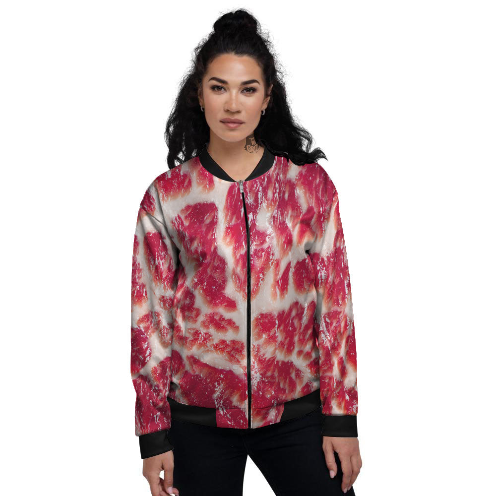 Fresh Meat Print Women's Bomber Jacket-grizzshop
