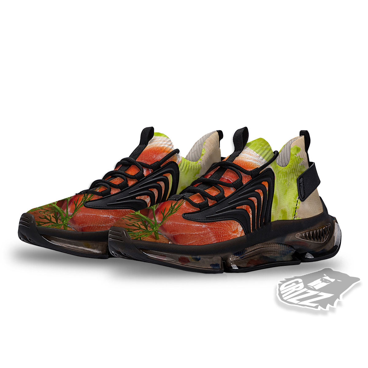 Fresh Salmon Print Black Gym Shoes-grizzshop