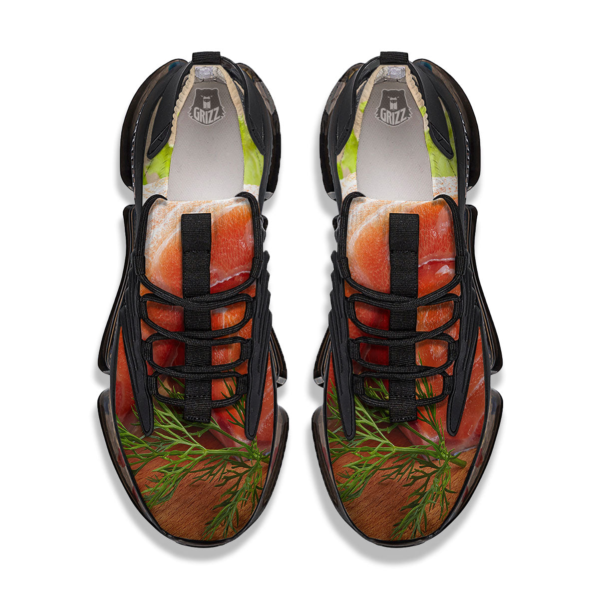 Fresh Salmon Print Black Gym Shoes-grizzshop