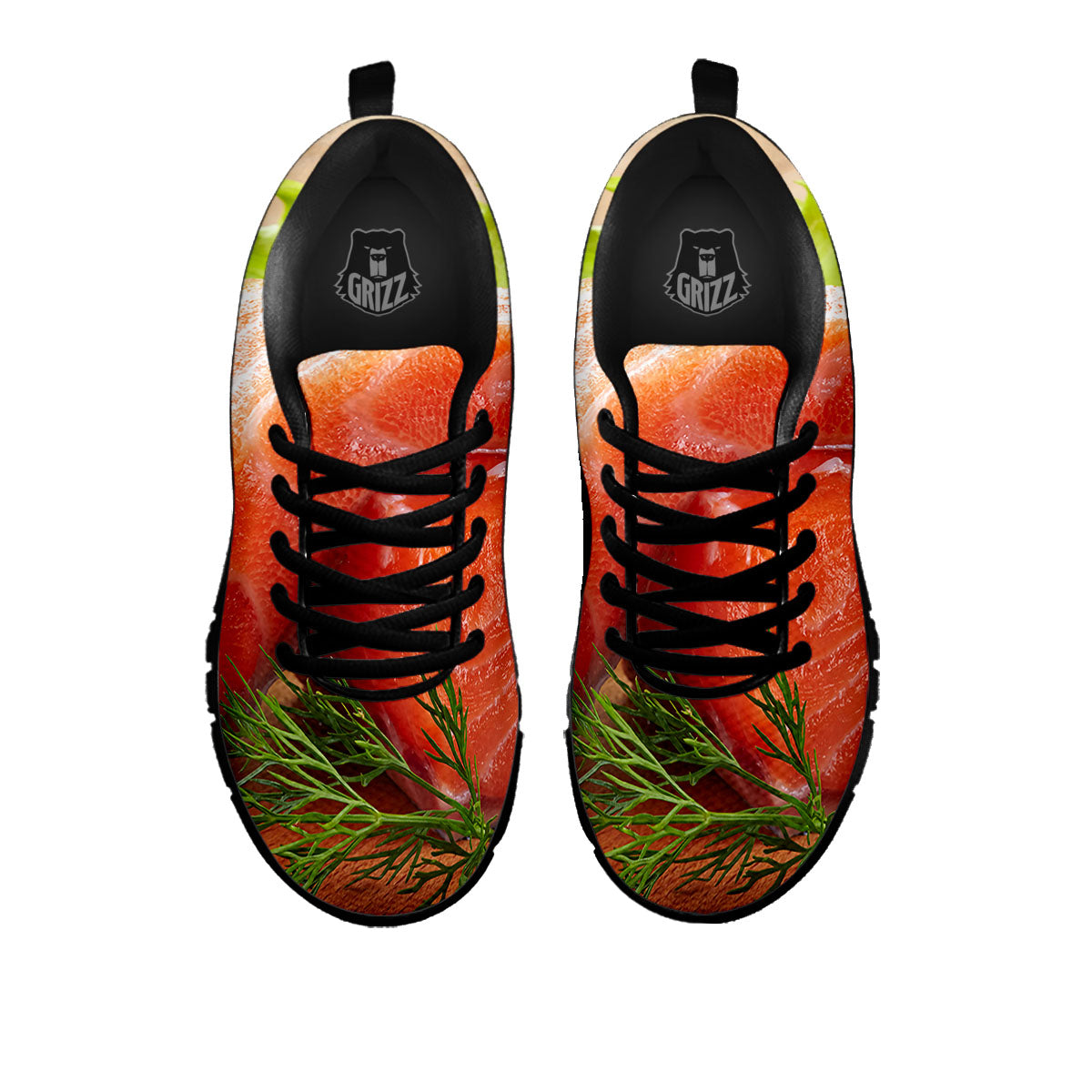 Fresh Salmon Print Black Sneaker-grizzshop