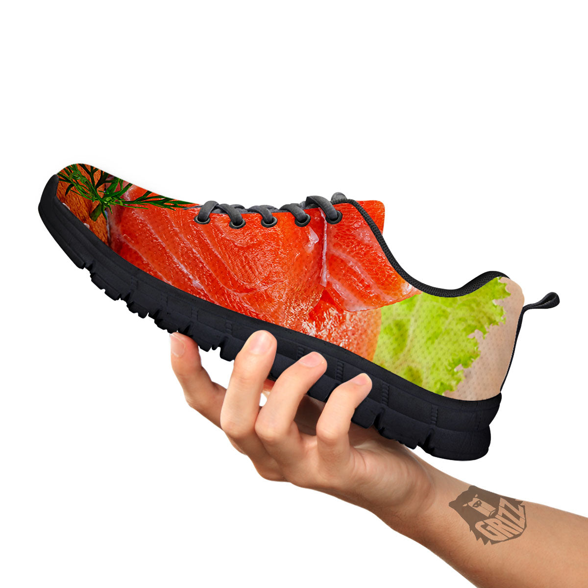 Fresh Salmon Print Black Sneaker-grizzshop