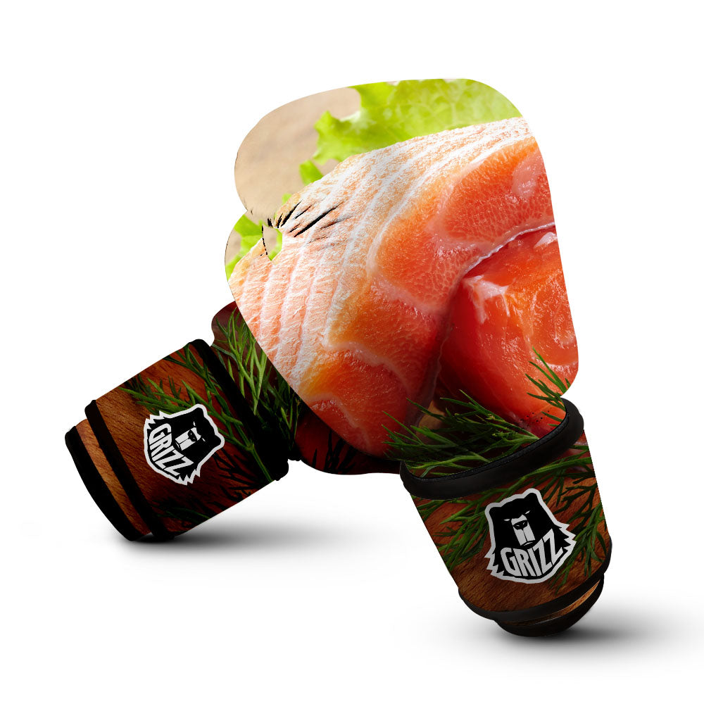 Fresh Salmon Print Boxing Gloves-grizzshop