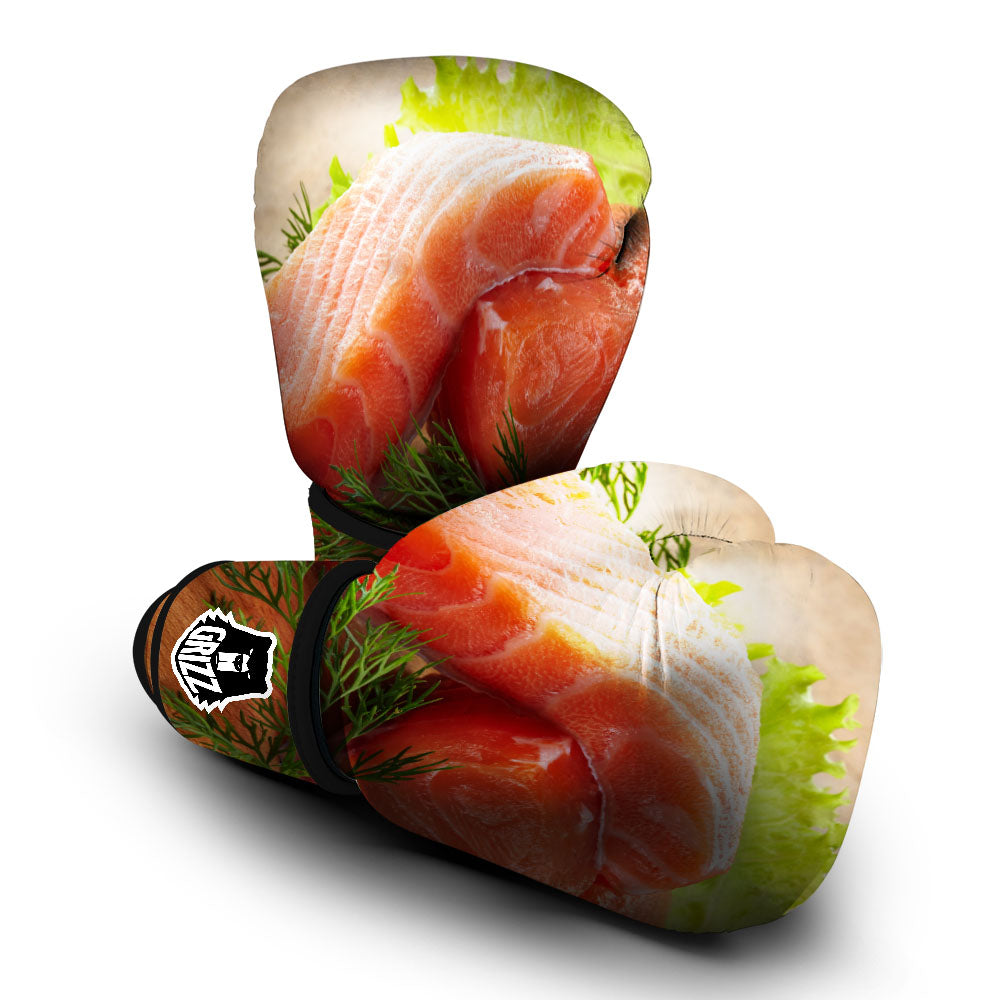 Fresh Salmon Print Boxing Gloves-grizzshop