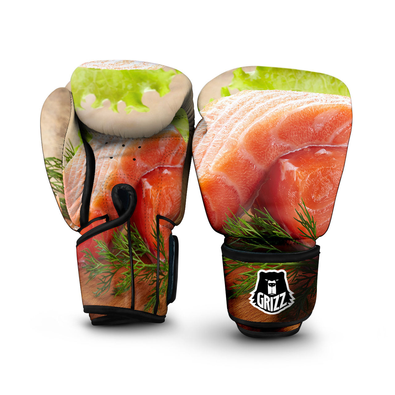 Fresh Salmon Print Boxing Gloves-grizzshop