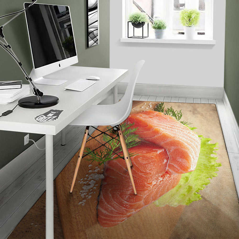 Fresh Salmon Print Floor Mat-grizzshop