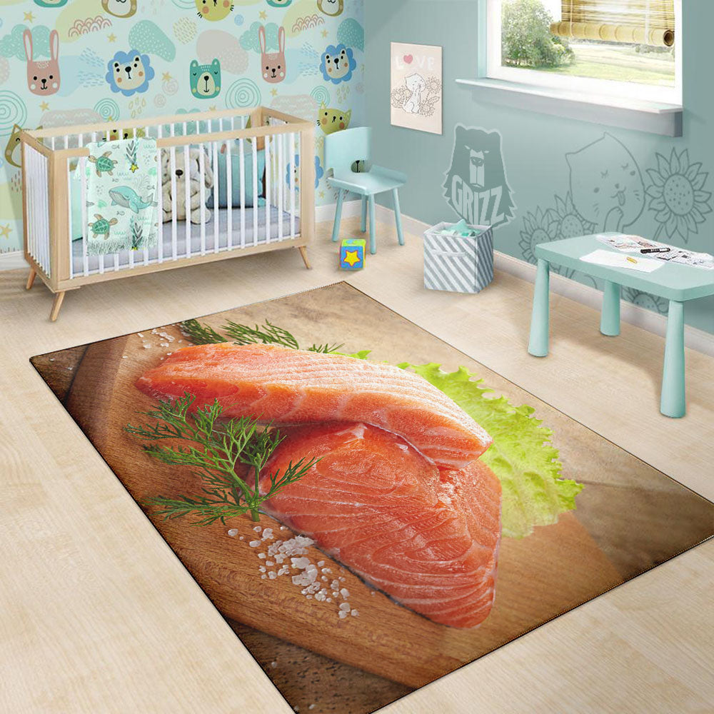 Fresh Salmon Print Floor Mat-grizzshop