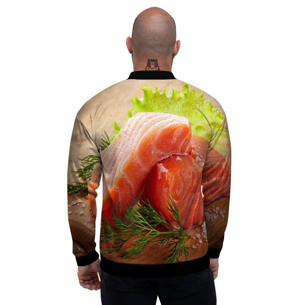 Fresh Salmon Print Men's Bomber Jacket-grizzshop